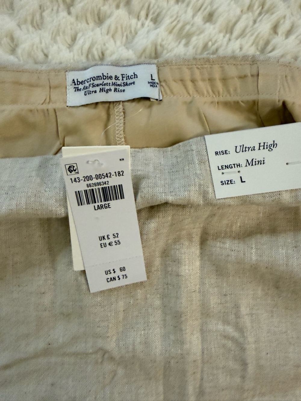 A&F High Rise Linen Mini Skort - Size Large, NWT - Picture 4 of 4